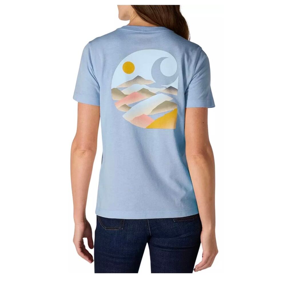 Carhartt Relaxed Fit Graphic Pocket Tee Blue Short Sleeve Shirt Women’s L